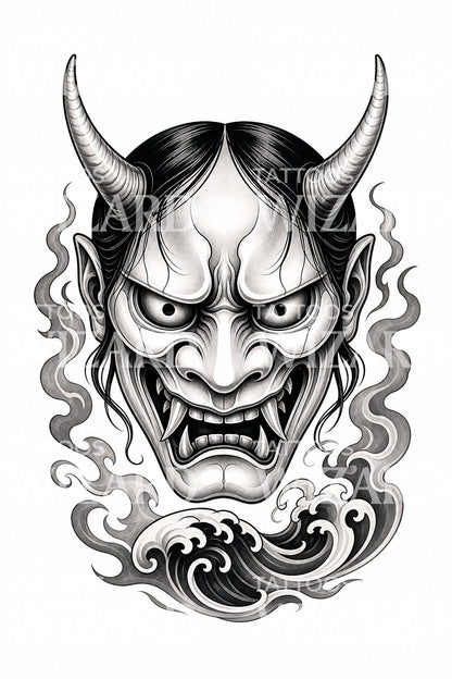 Hannya Mask Irezumi Tattoo Design