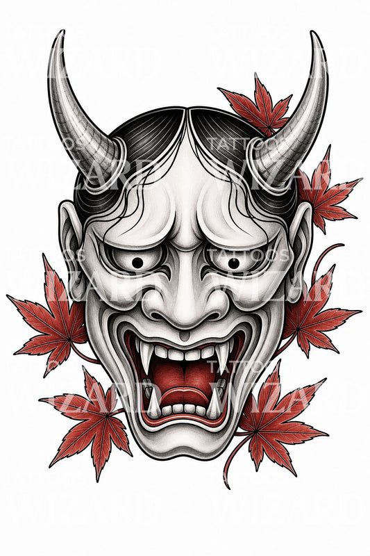 Projekt tatuażu maski Hannya