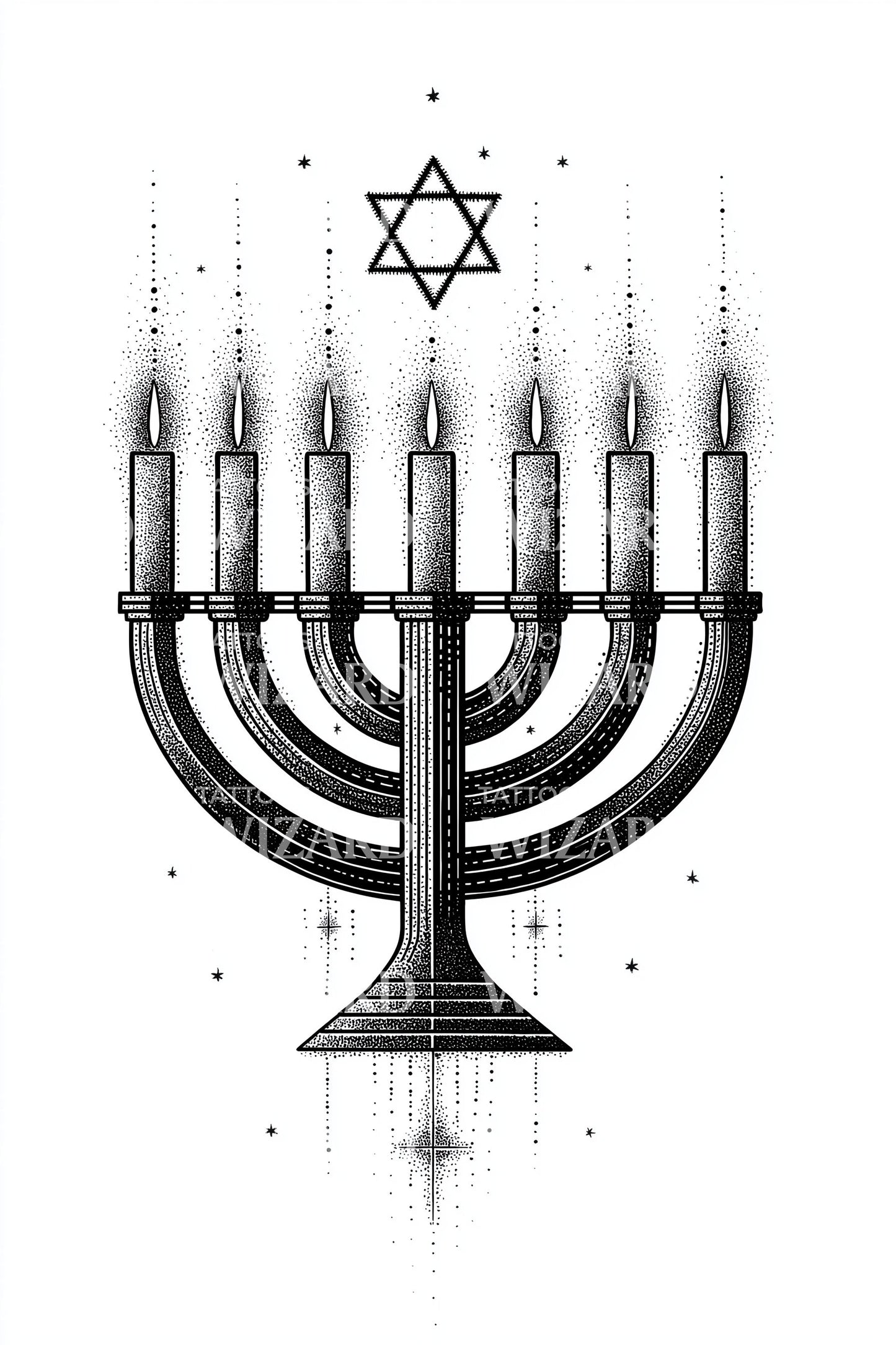 Hanukkah Menorah Lights Tattoo Design