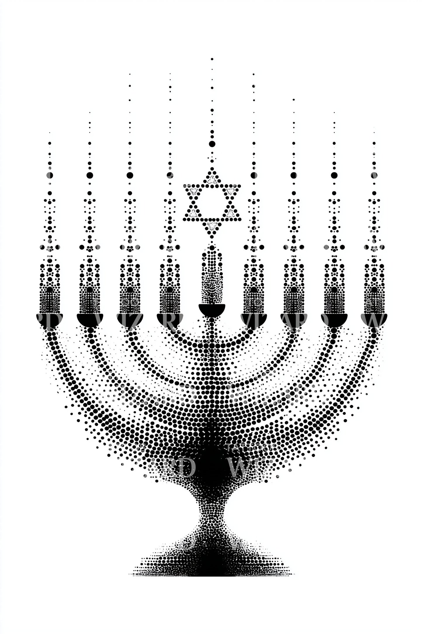 Hanukkah Menorah Lights Tattoo Design