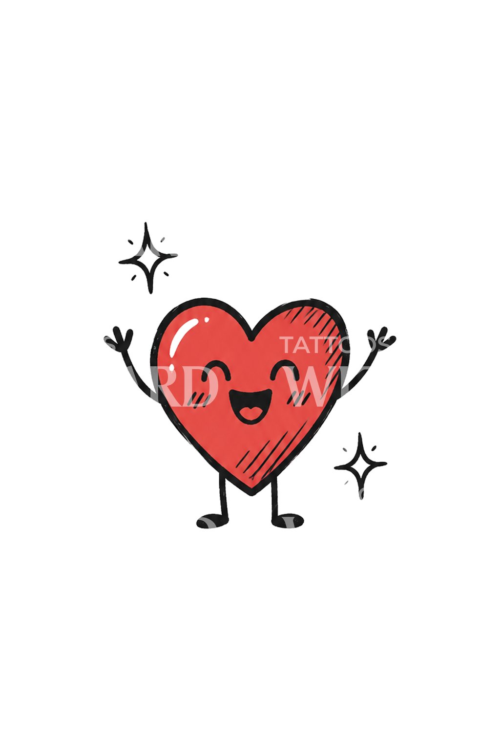 Happy Doodle Heart Tattoo Idea