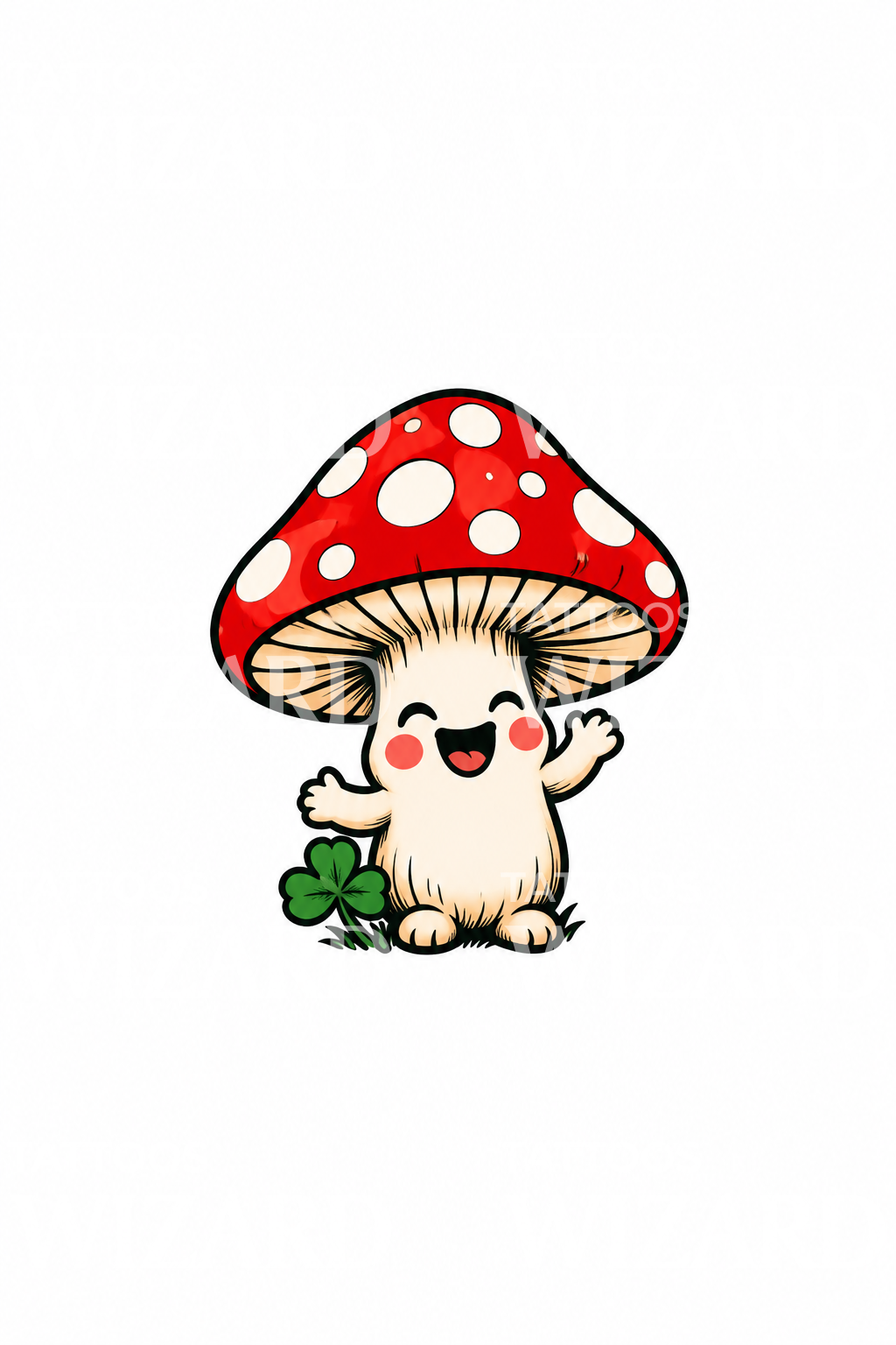 Tattoo-Design einer fröhlichen Kawaii-Pilzfigur