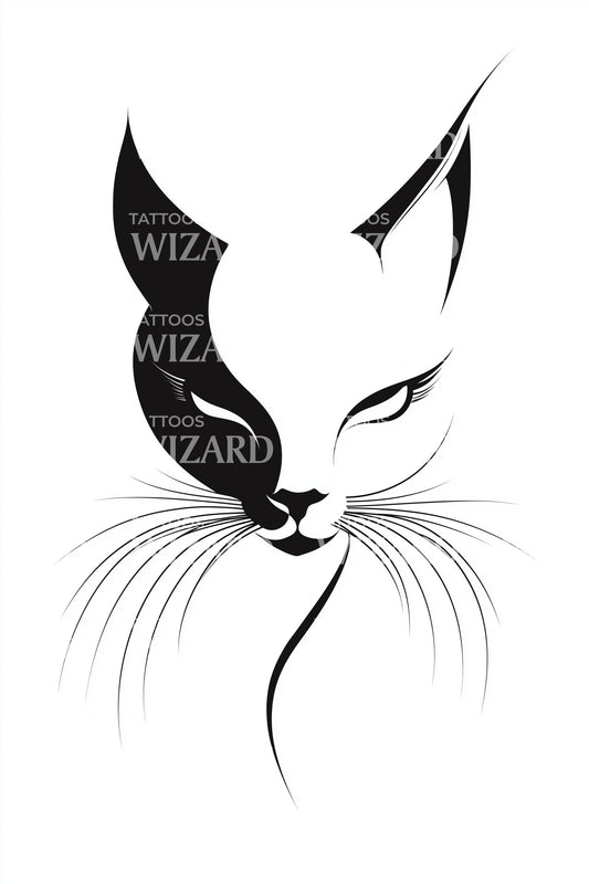 Harlequin Cat Silhouette Tattoo Design
