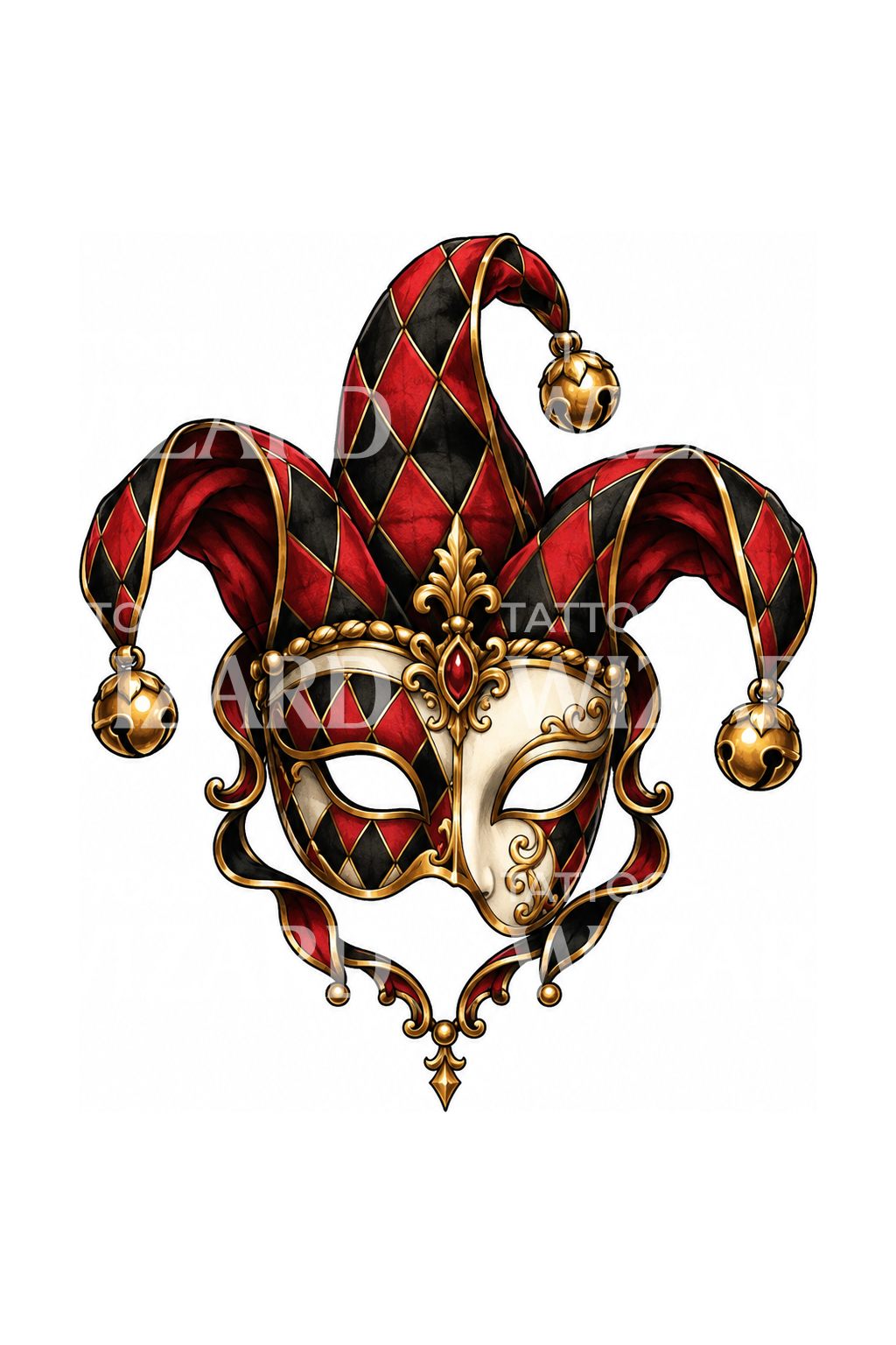 Harlekin-jesterhat med maskerade-maske