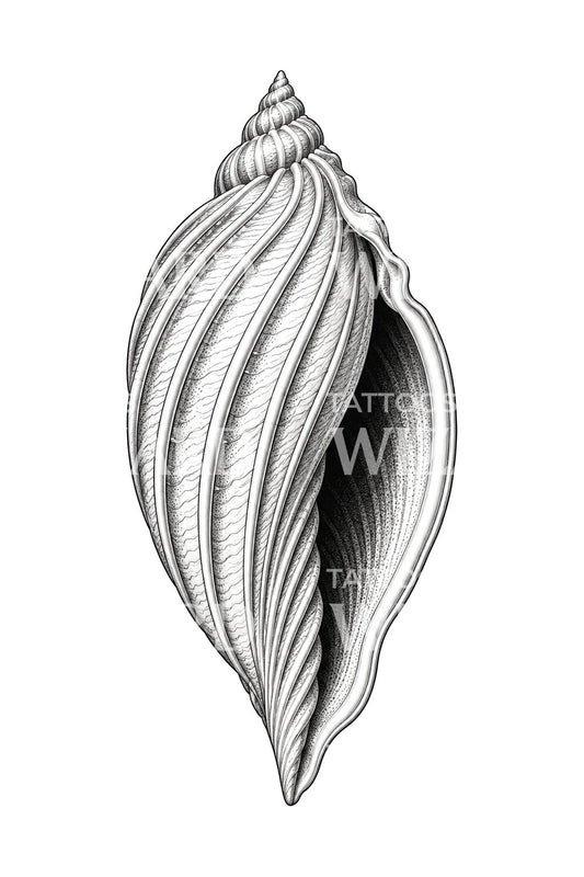 Desain Tato Cangkang Harpa dengan Rusuk Beralur