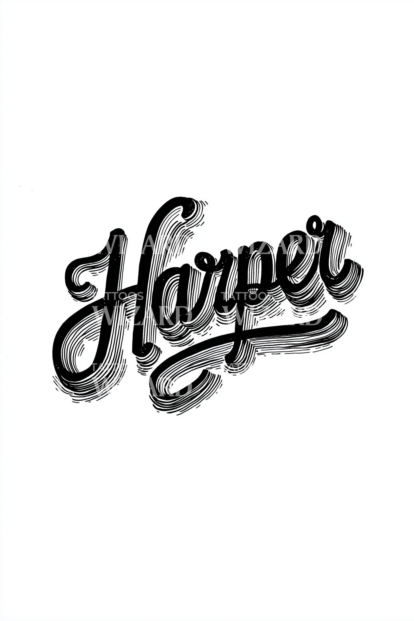 Harper Retro Script Tattoo Design