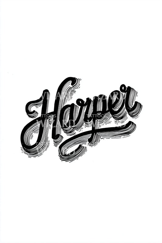 Harper Retro Script Tattoo Design