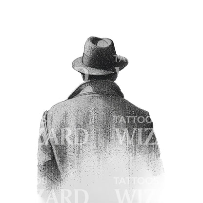 Hat and Coat Man Tattoo Design
