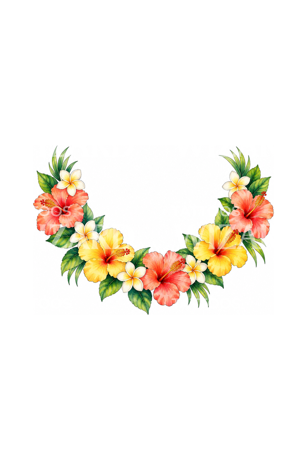 Hawaii Hibiskus Lei Suluboya Dövme Tasarımı