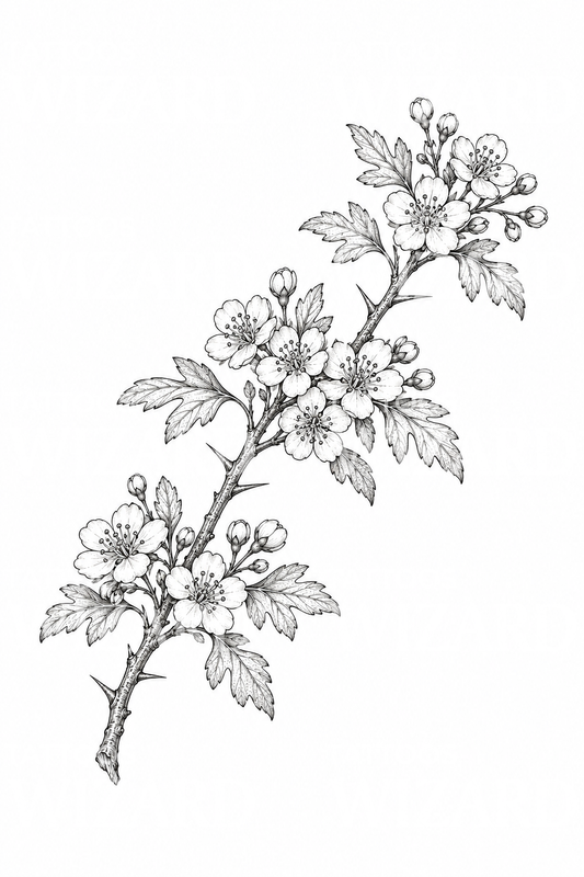 Hawthorn Blossom Branch Tattoo Idea