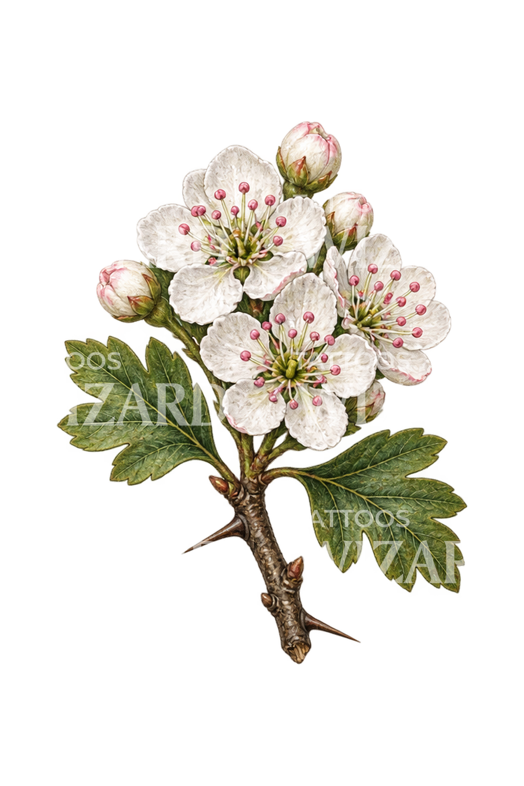 Hawthorn Blossom Micro Realism Tattoo Idea