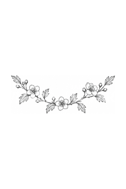 Fine-Line-Tattoo eines Weißdornblüten-Armbands am Handgelenk