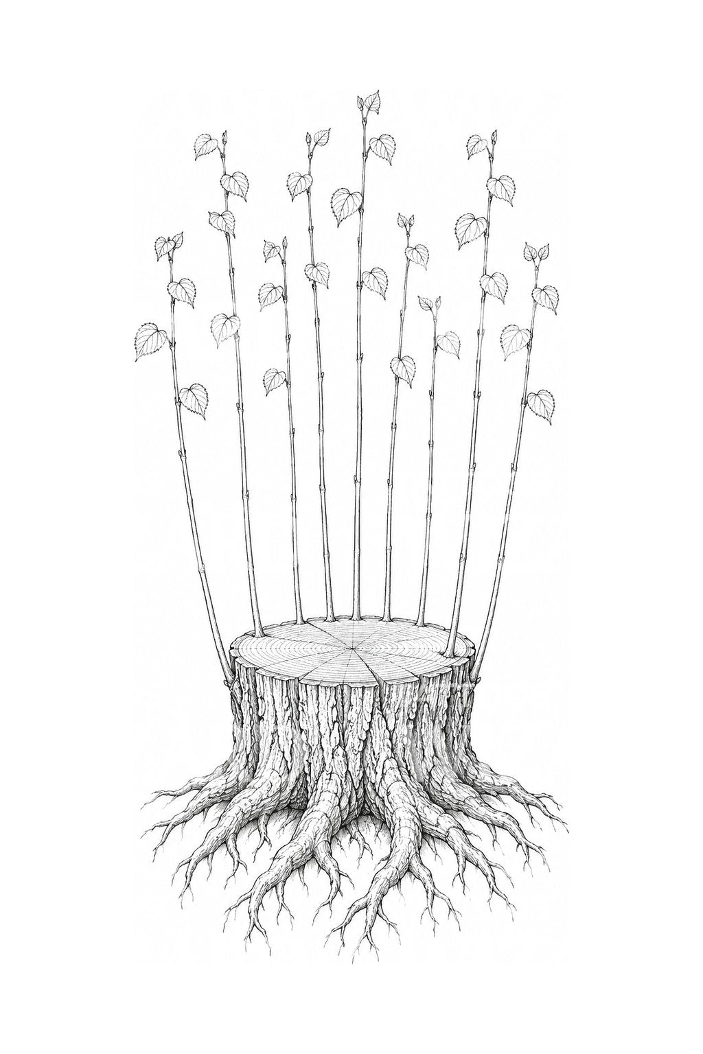 Diseño de tatuaje de avellano con nuevos brotes
