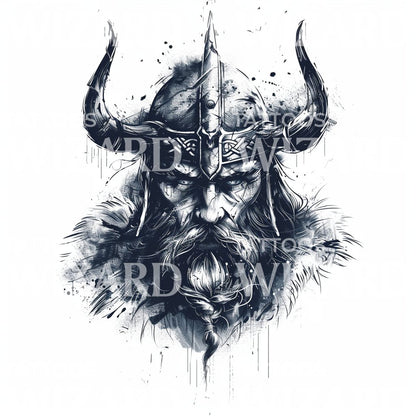 Menacing Viking Warrior Tattoo Design