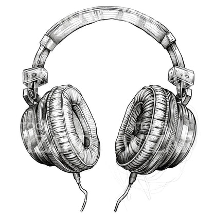 Headphones Ink Sketch Tattoo Idea