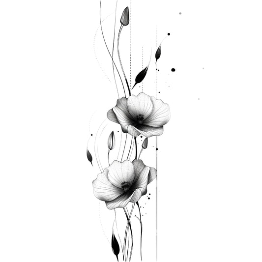 Healing Symbolic Poppy Flowers Tattoo Design
