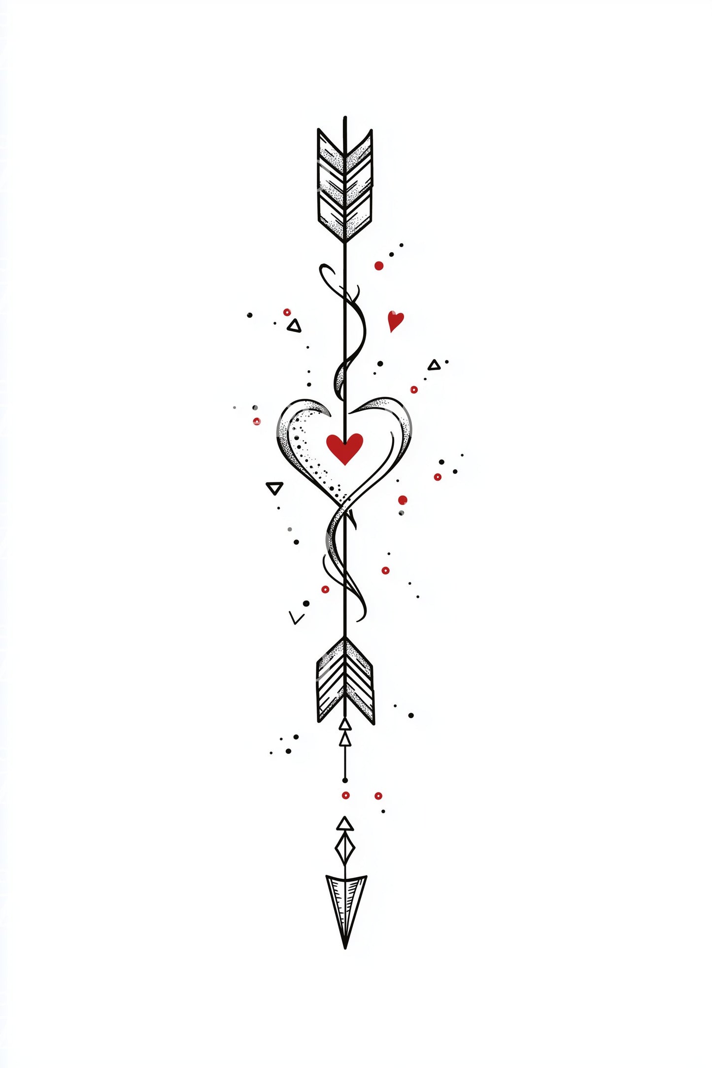 Heart Arrow Linework Tattoo Idea