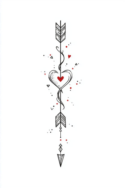 Heart Arrow Linework Tattoo Idea