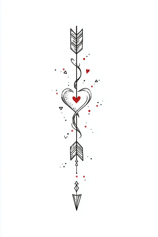 Heart Arrow Linework Tattoo Idea