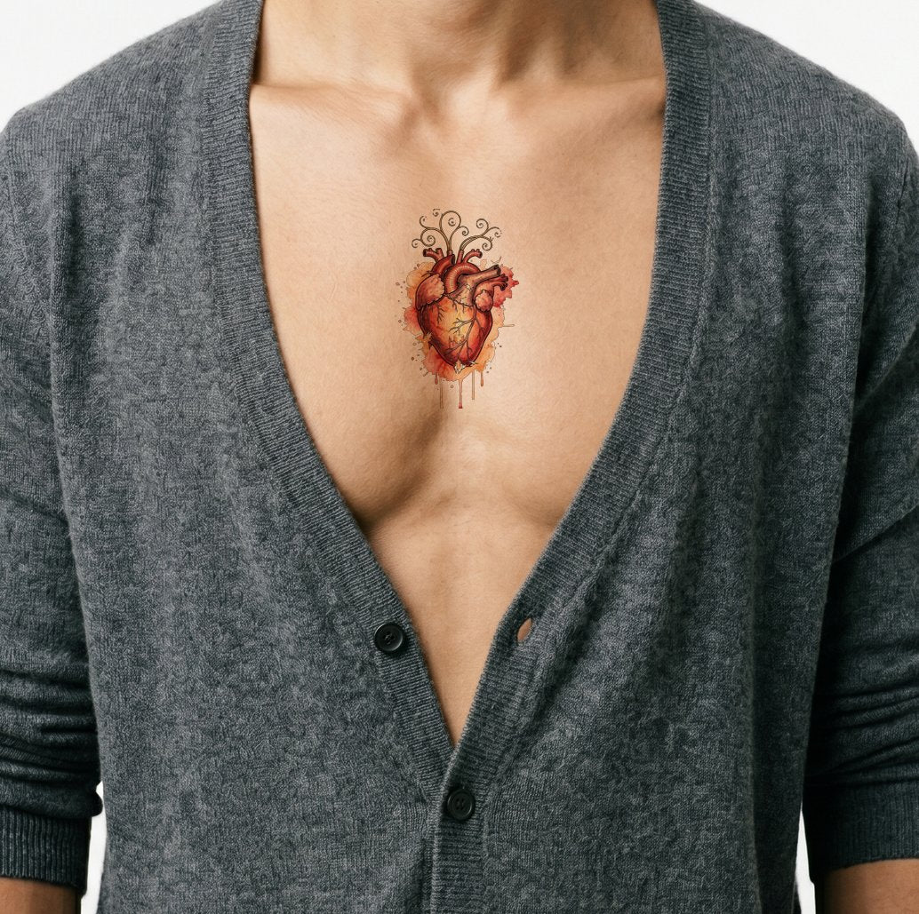 Anatomical Heart Candle Tattoo Design