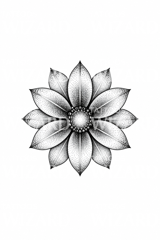 Diseño de tatuaje de loto de doce pétalos del chakra corazón
