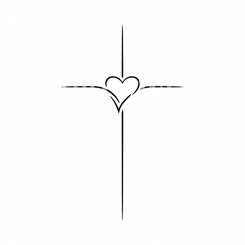 Heart Cross Tattoo Design
