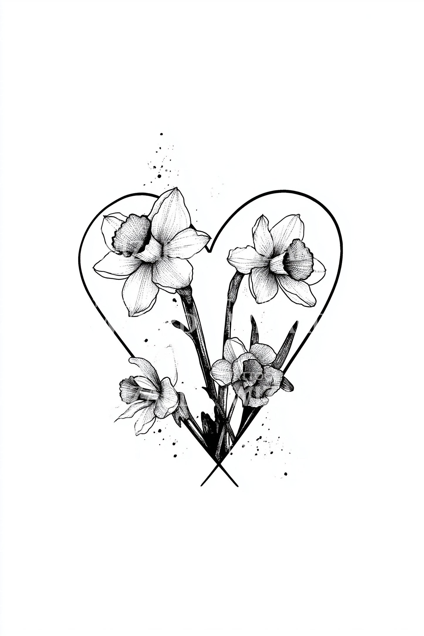 Heart Frame Flower Tattoo Design