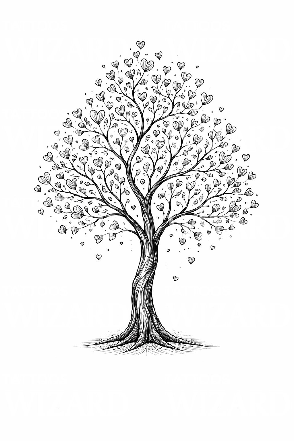 Heart Leaf Tree Tattoo Design