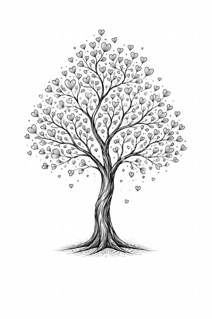 Heart Leaf Tree Tattoo Design