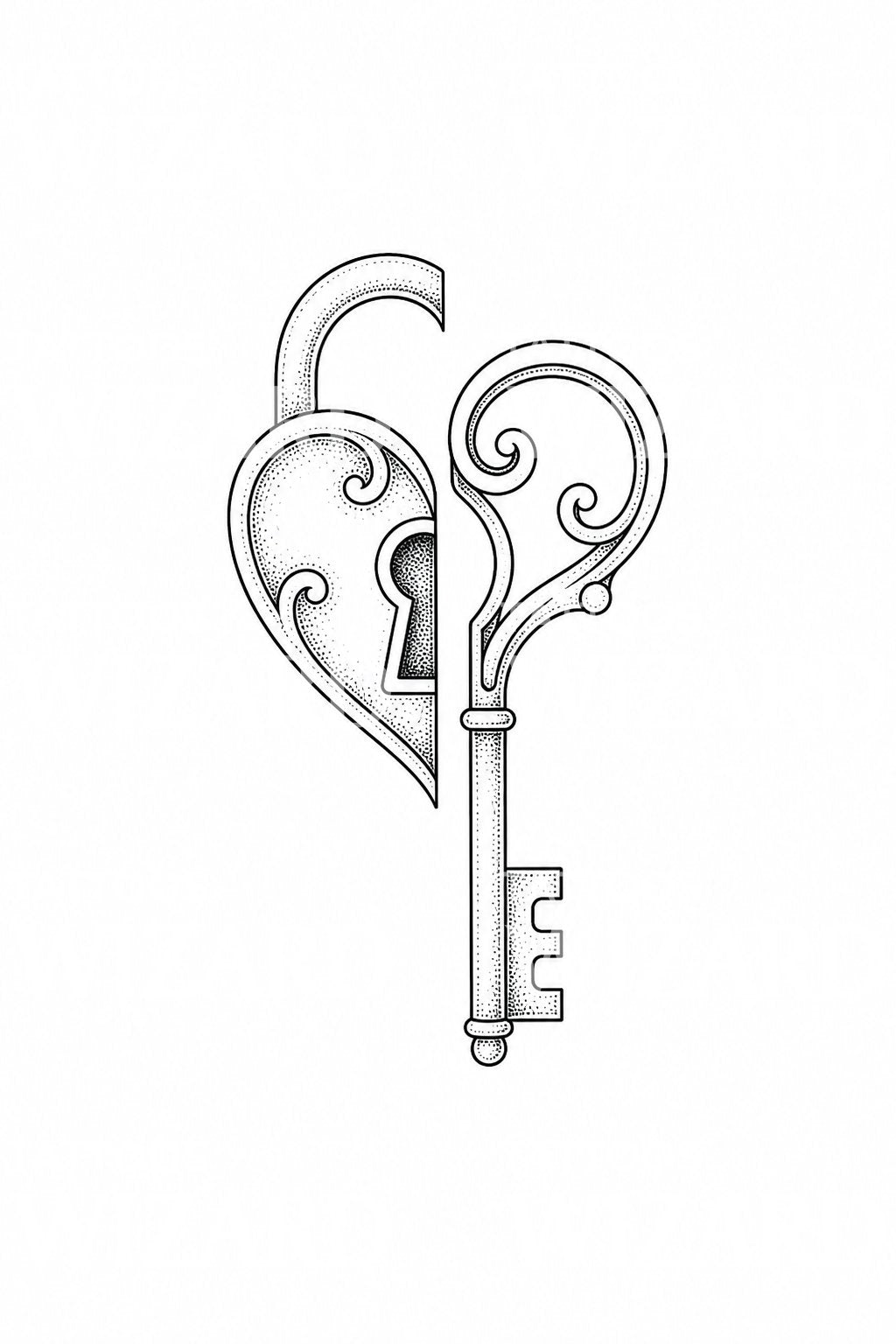 Heart Lock and Key Tattoo Design