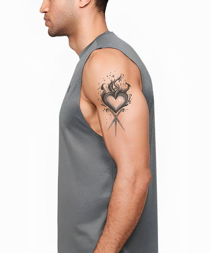 Spiked Flame Heart Tattoo Design