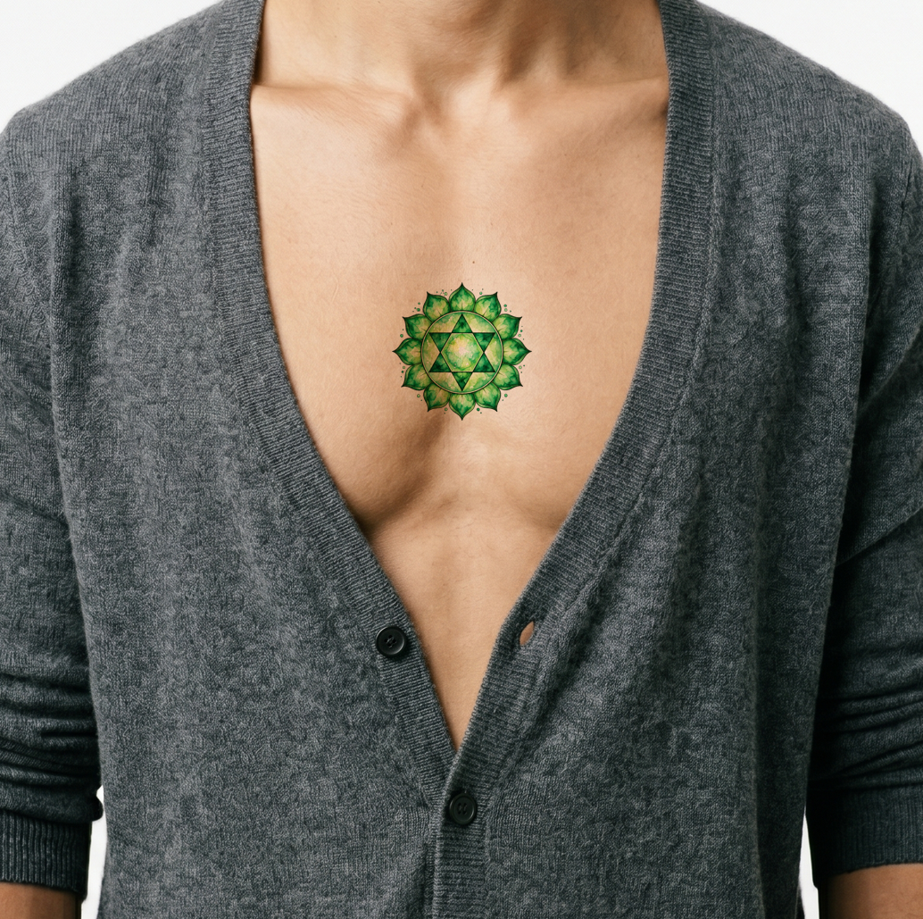 Green Heart Chakra Anahata Tattoo Design