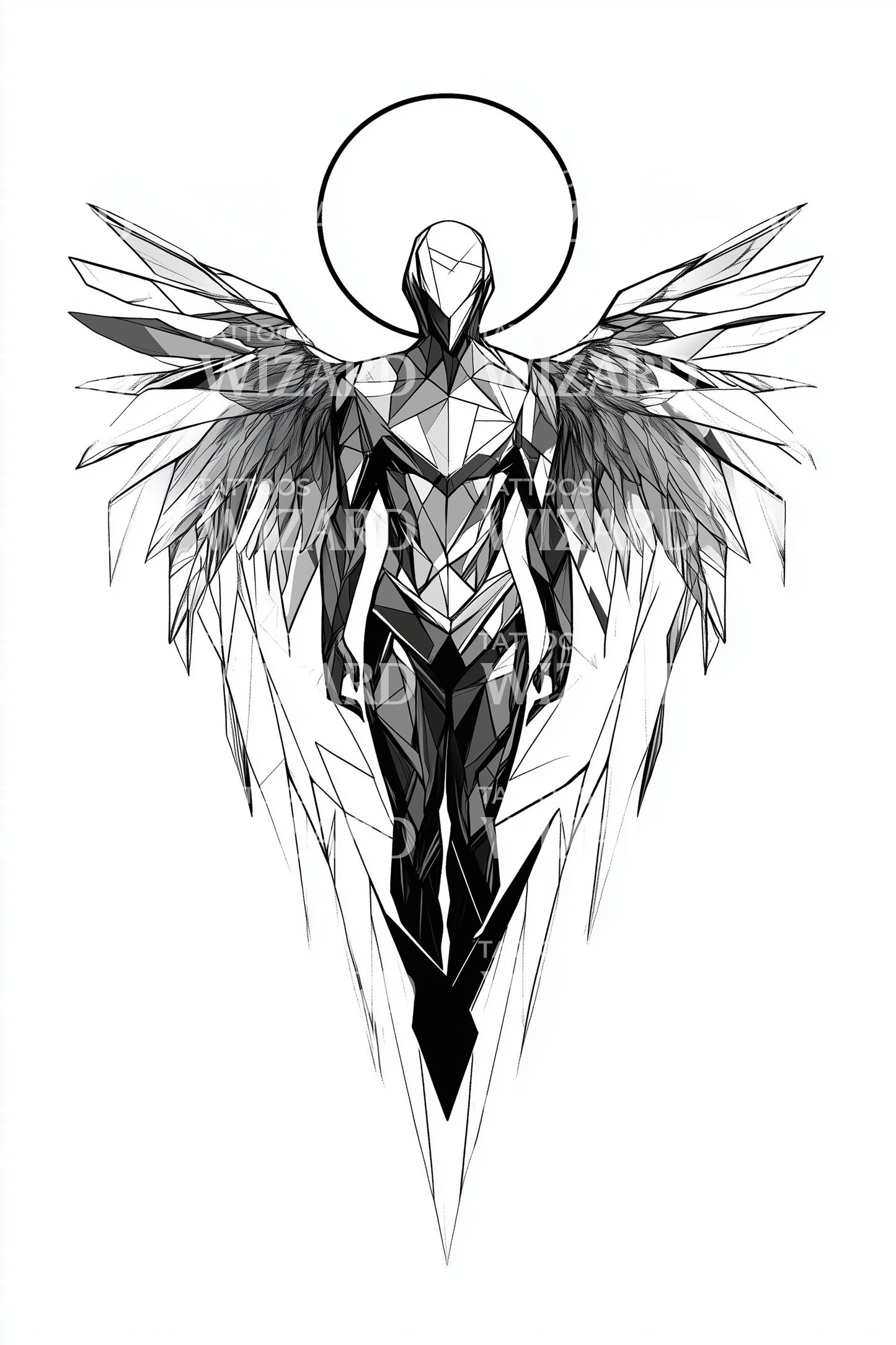 Heavenly Winged Sentinel Tattoo Design