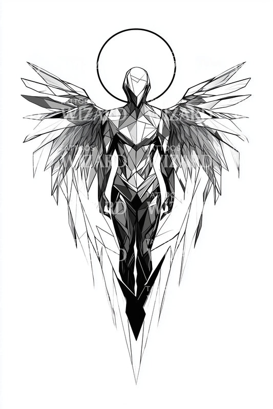 Heavenly Winged Sentinel Tattoo Design