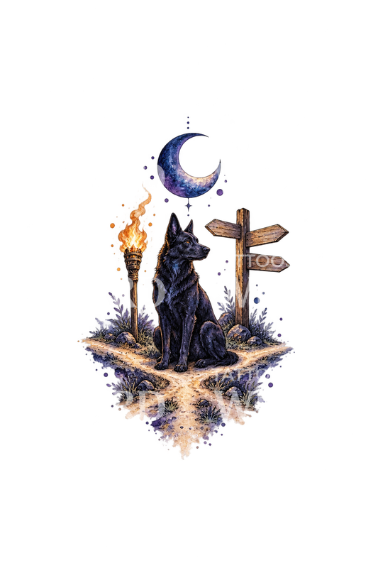 Hecate Black Dog at the Crossroads Tattoo Idea