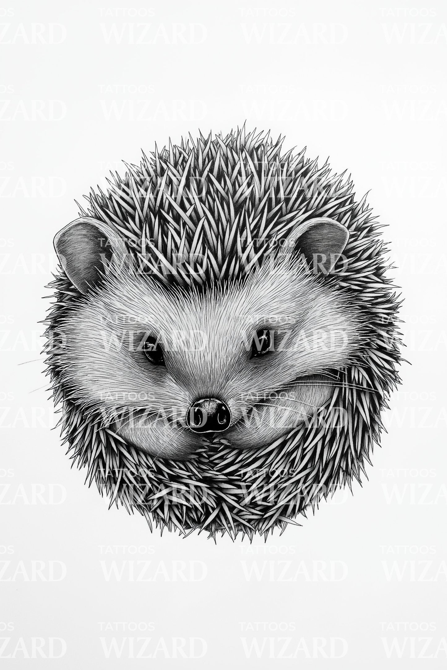 Hedgehog Face Dotwork Tattoo Illustration