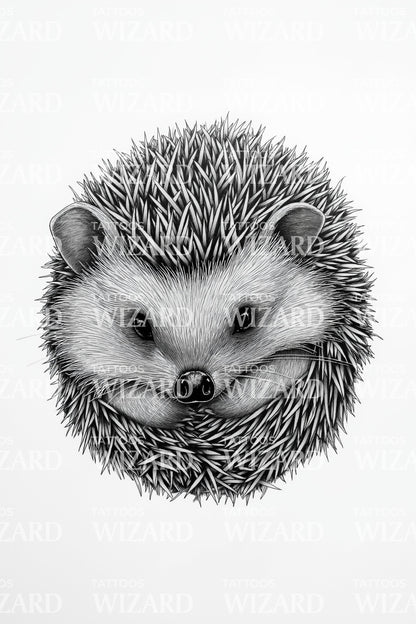 Hedgehog Face Dotwork Tattoo Illustration