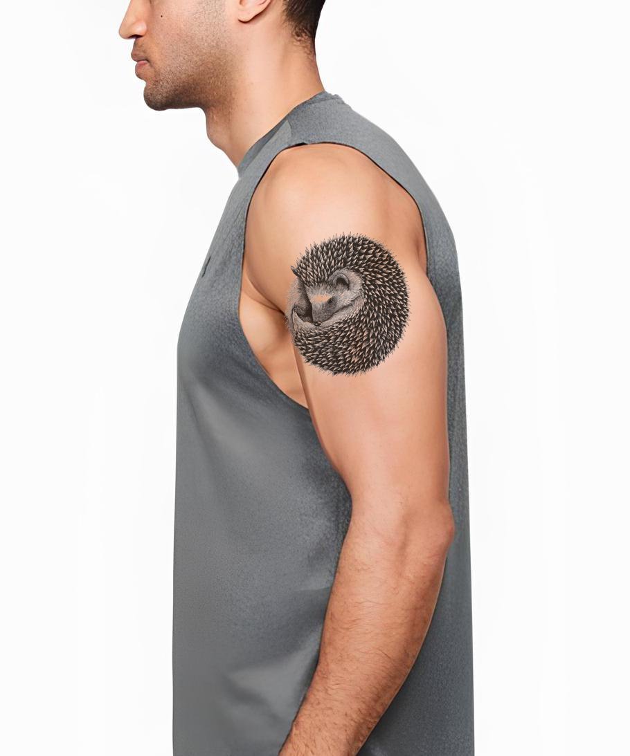 Curled Hedgehog Sphere Tattoo Design