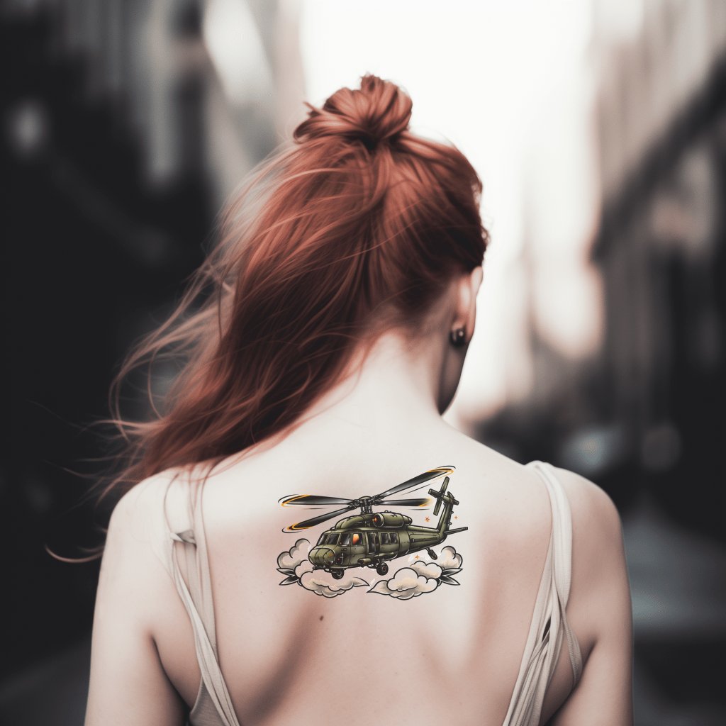 Tactical Helicopter Tattoo Illustration