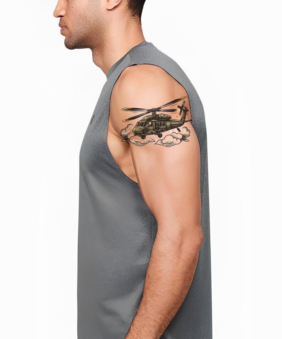 Tactical Helicopter Tattoo Illustration