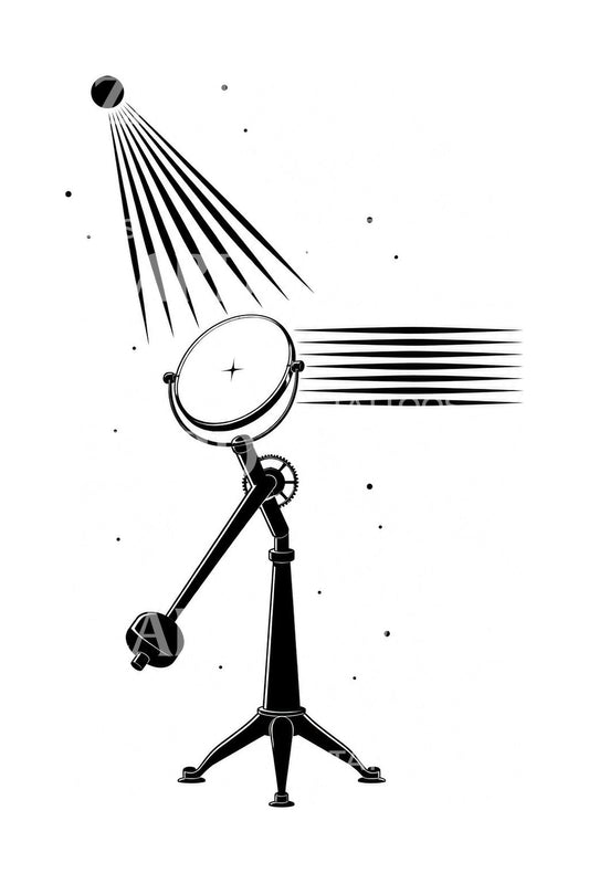 Heliostat Mirror and Sun Beam Tattoo Design
