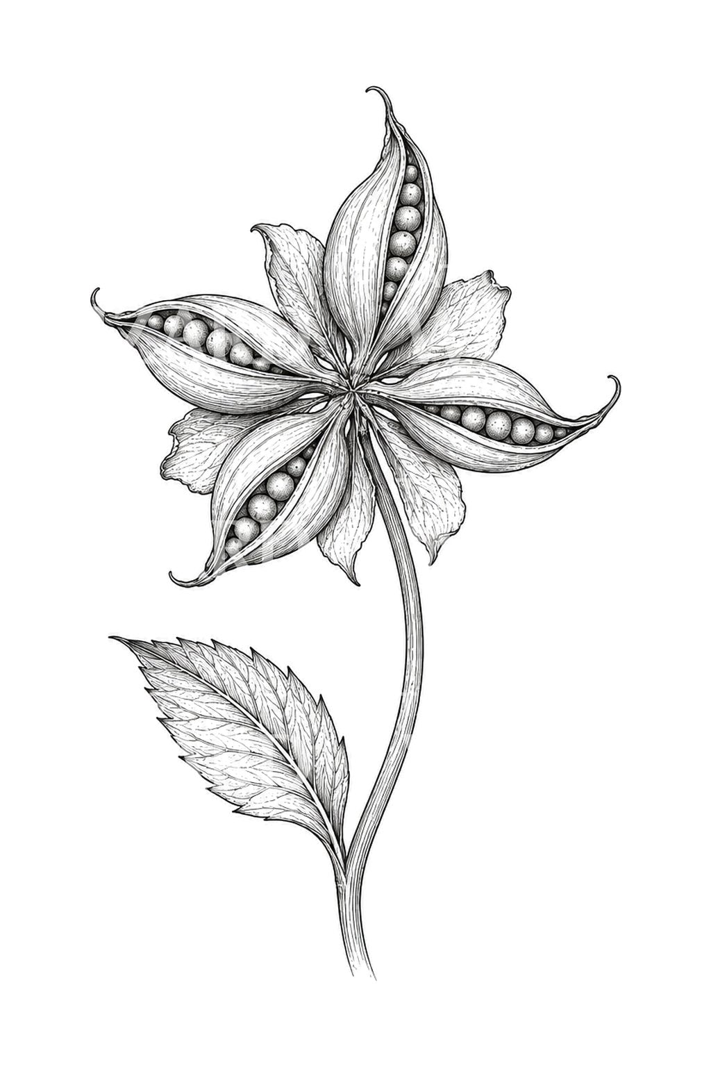 Ilustrace tetování semeníku čemeřice