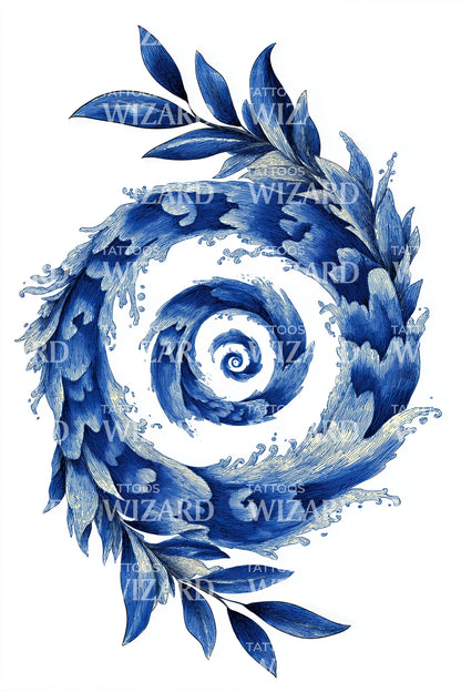 Hellenic Wave Spiral Tattoo Design