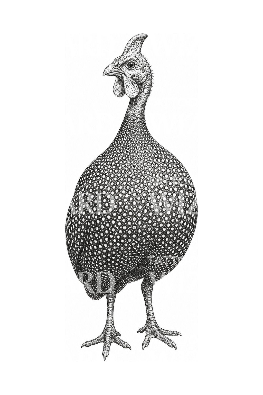 Miğferli beç tavuğu dotwork dövme tasarımı