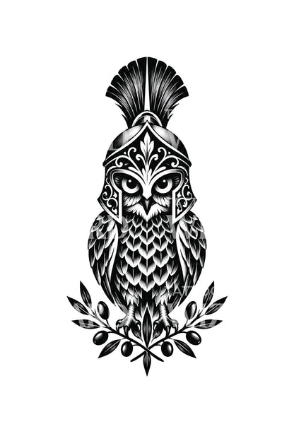 Athenen kypäräpöllö, tatuointisuunnitelma