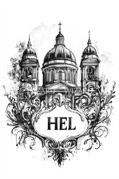 Helsinki HEL Cathedral Tattoo Design