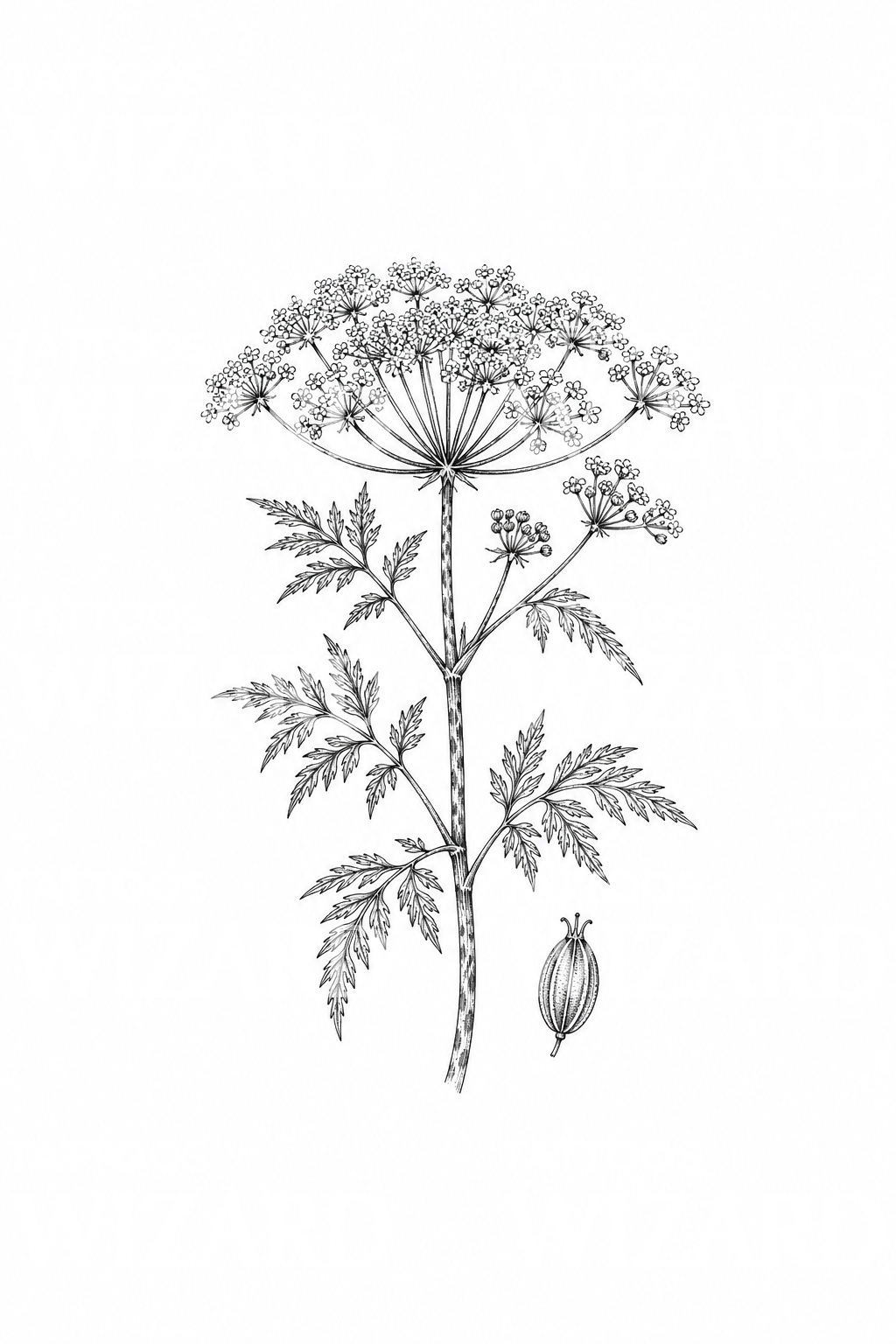 Hemlock Antique Botanical Plate Tattoo Design