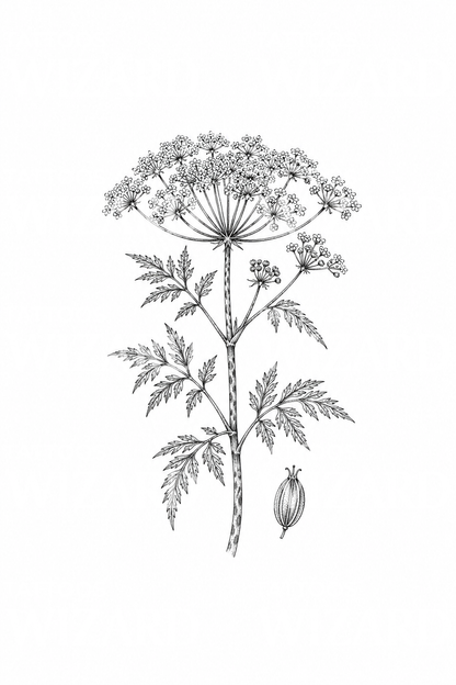 Hemlock Antique Botanical Plate Tattoo Design