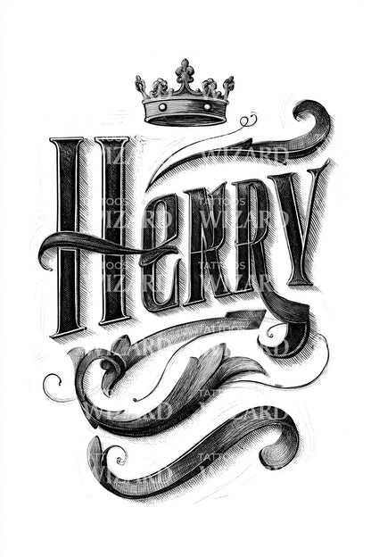 Henry Crowned Name Tattoo Illustration