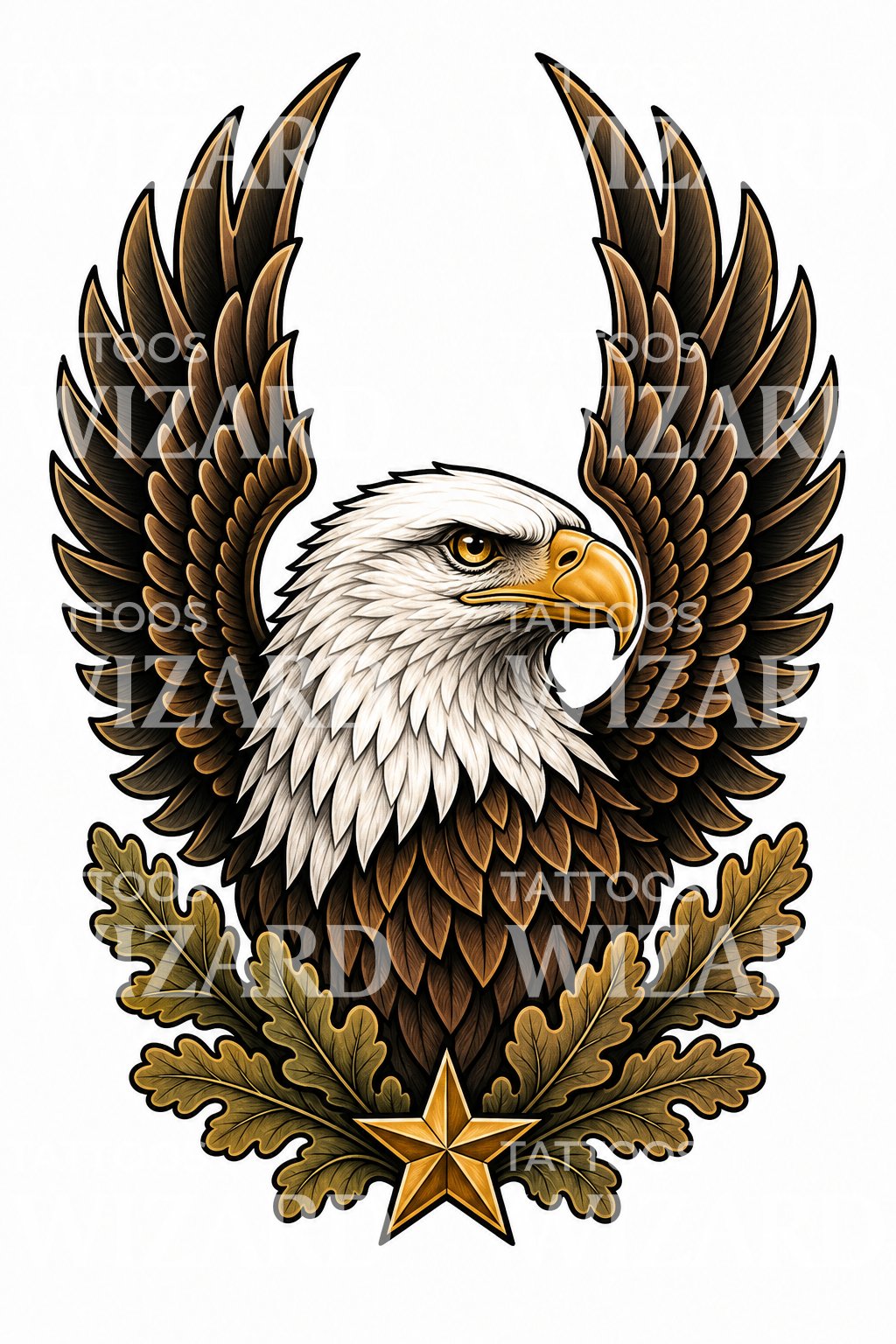 Heraldiek adelaar neo-traditional tattoo-ontwerp
